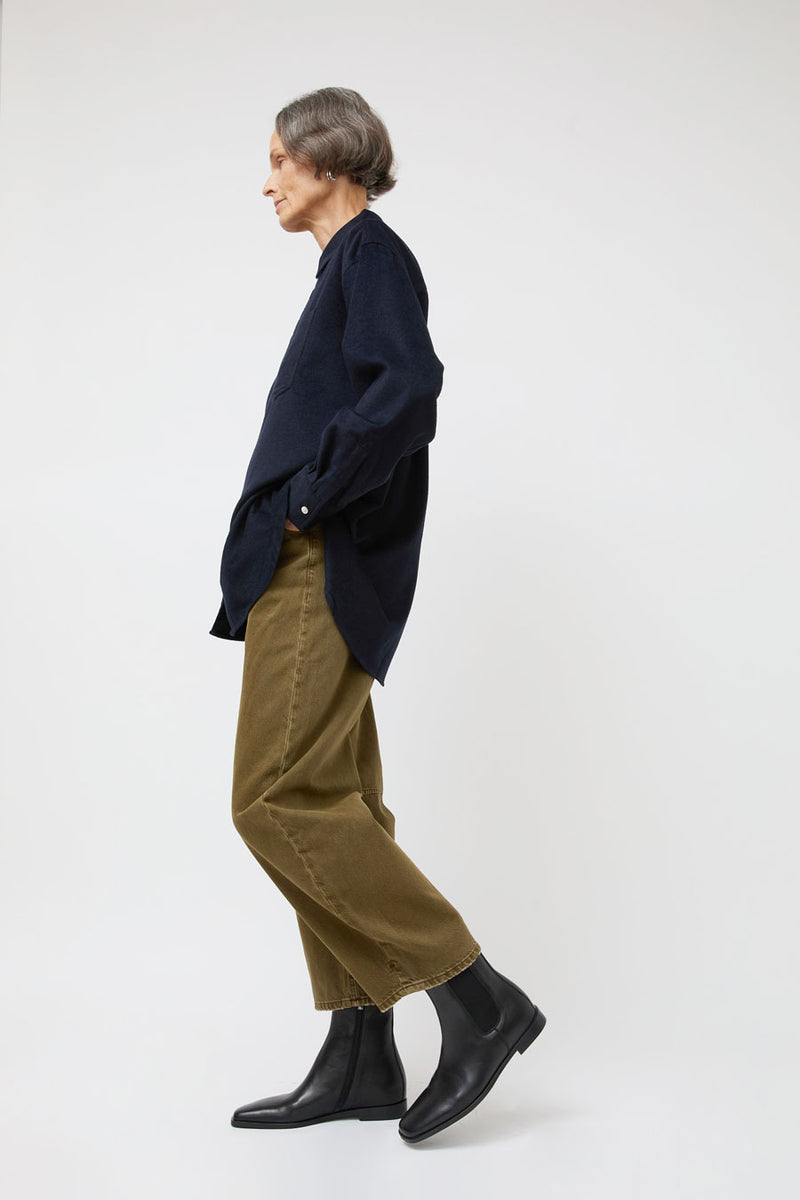 Ali Golden Button Down Oversized Shirt in Navy