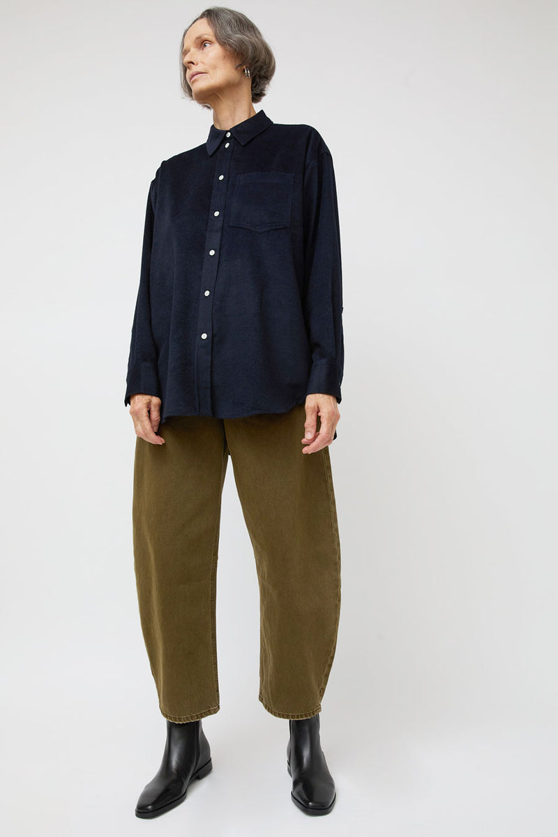 Ali Golden Button Down Oversized Shirt in Navy
