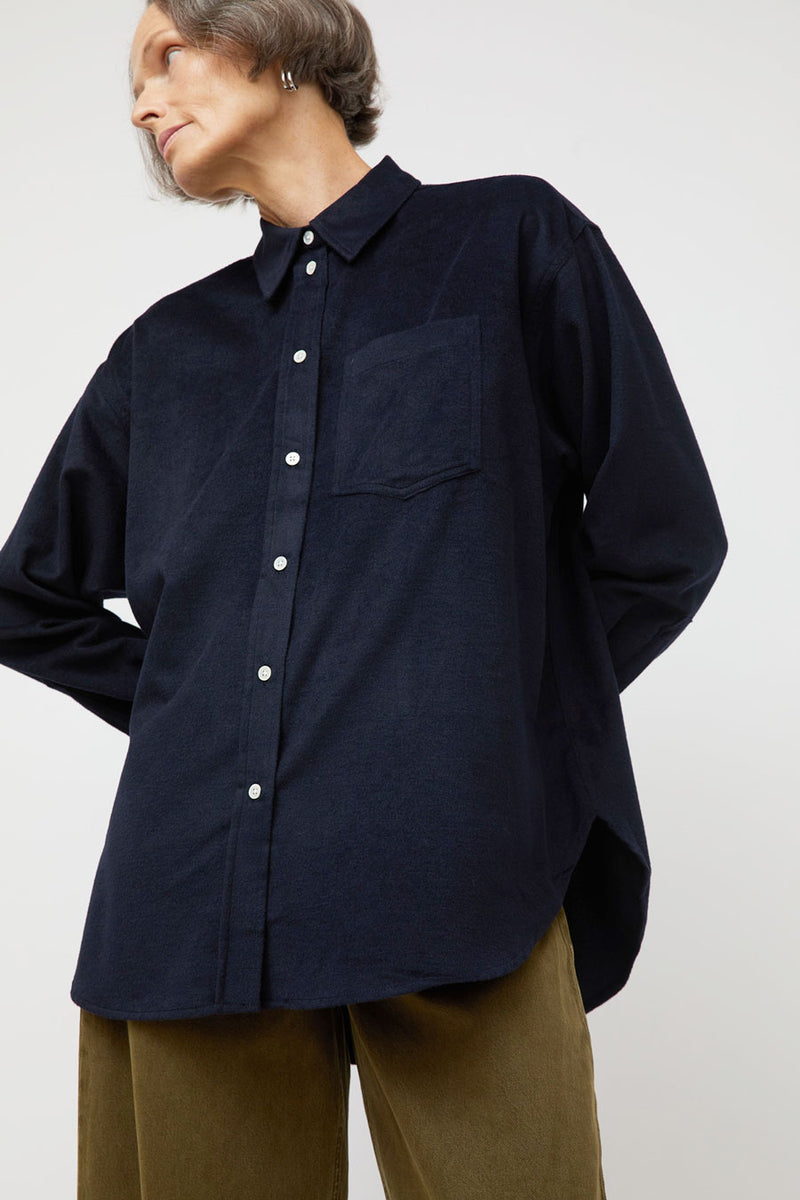 Ali Golden Button Down Oversized Shirt in Navy