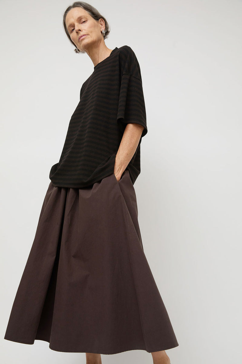 Ali Golden Drawstring Full Skirt in Dark Brown
