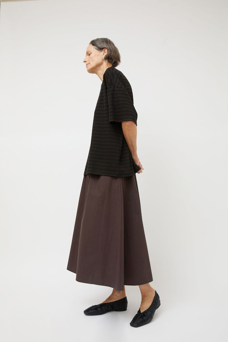 Ali Golden Drawstring Full Skirt in Dark Brown