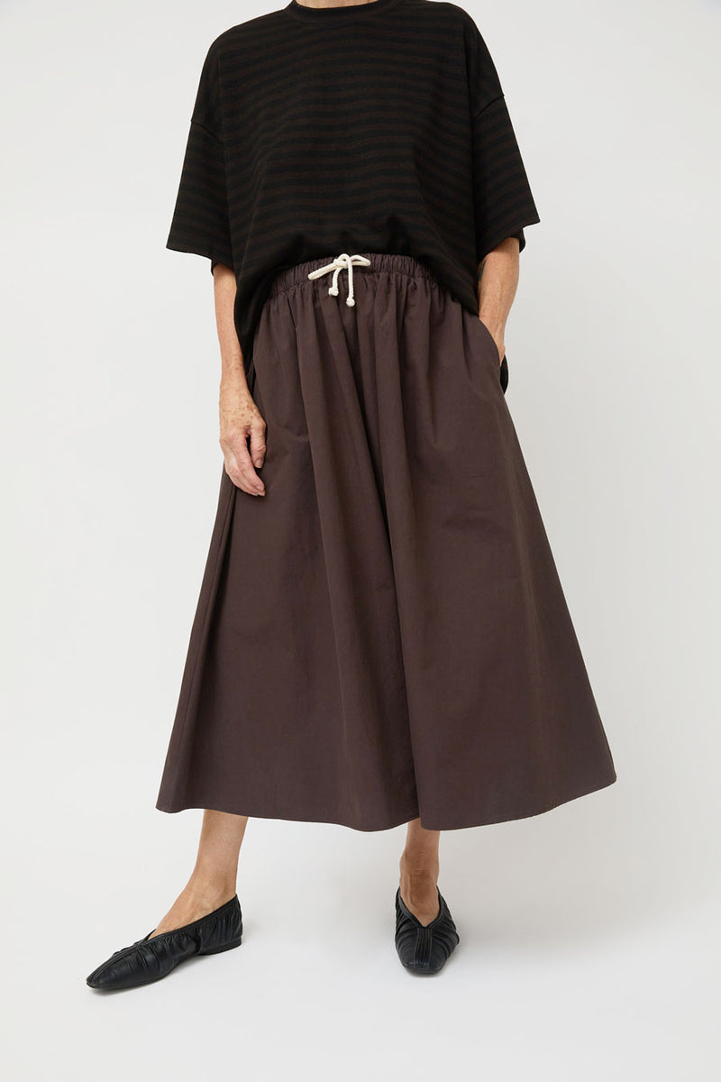 Ali Golden Drawstring Full Skirt in Dark Brown