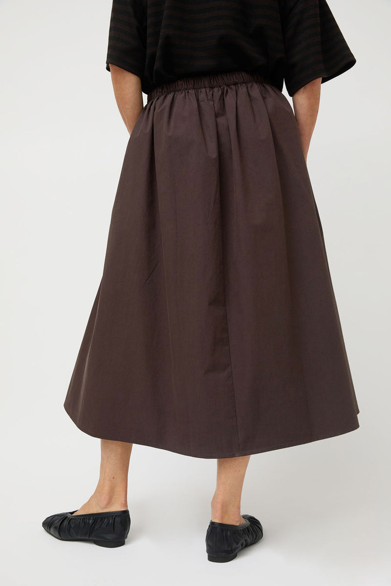 Ali Golden Drawstring Full Skirt in Dark Brown