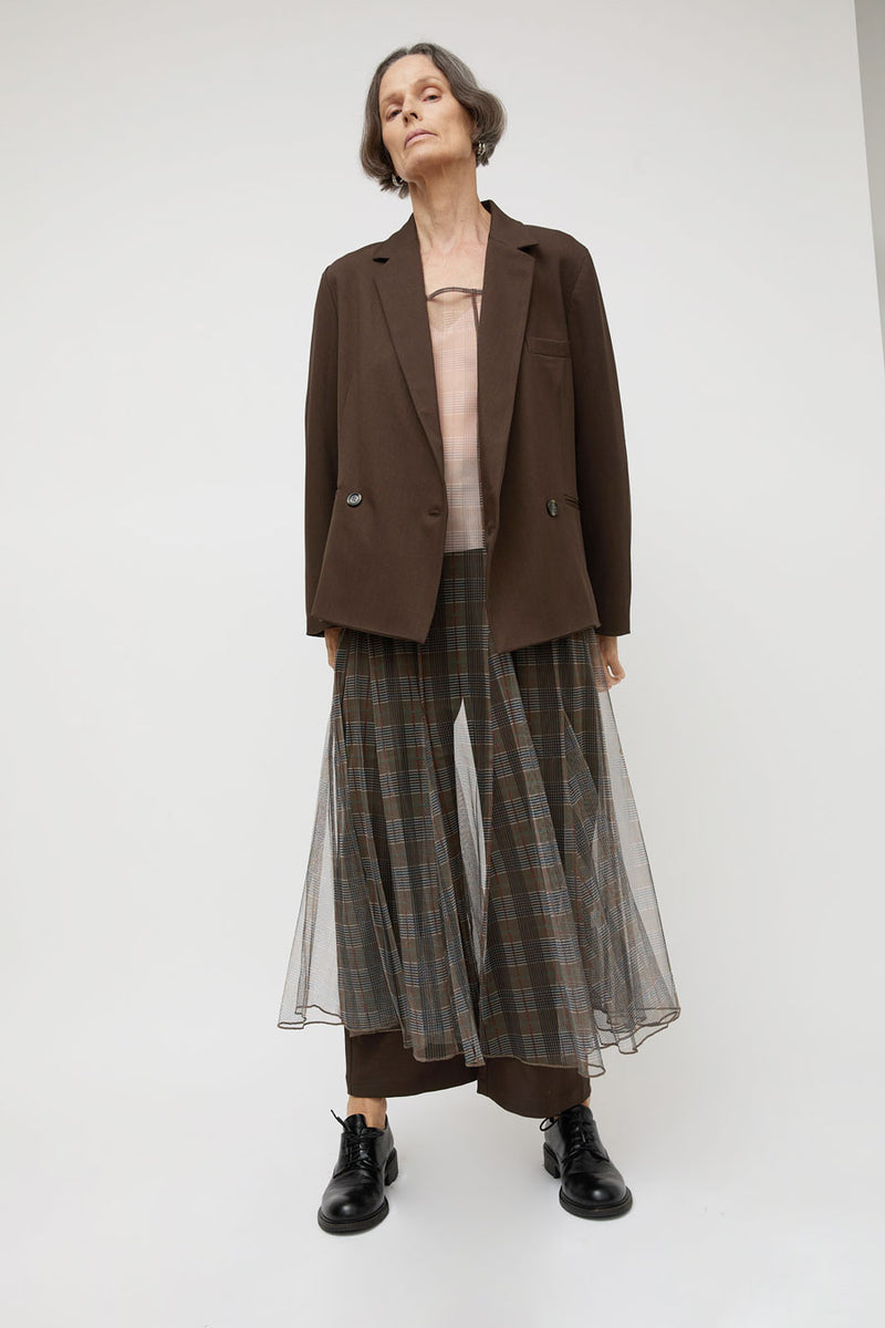 Ali Golden New Paneled Mesh Dress in Neutral Plaid