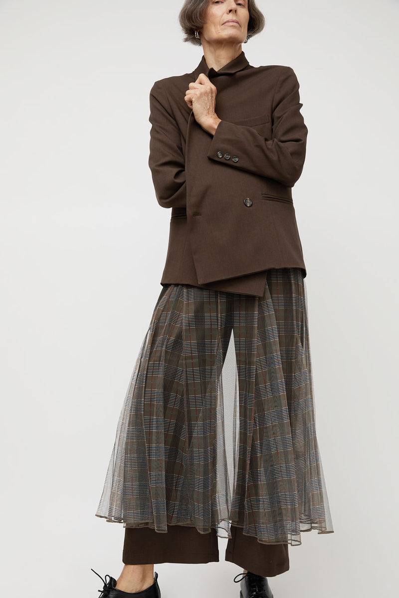 Ali Golden New Paneled Mesh Dress in Neutral Plaid