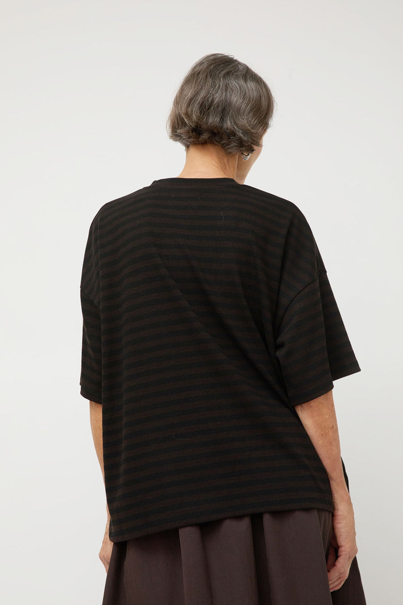 Ali Golden Oversized T-Shirt in Brown and Black Stripe