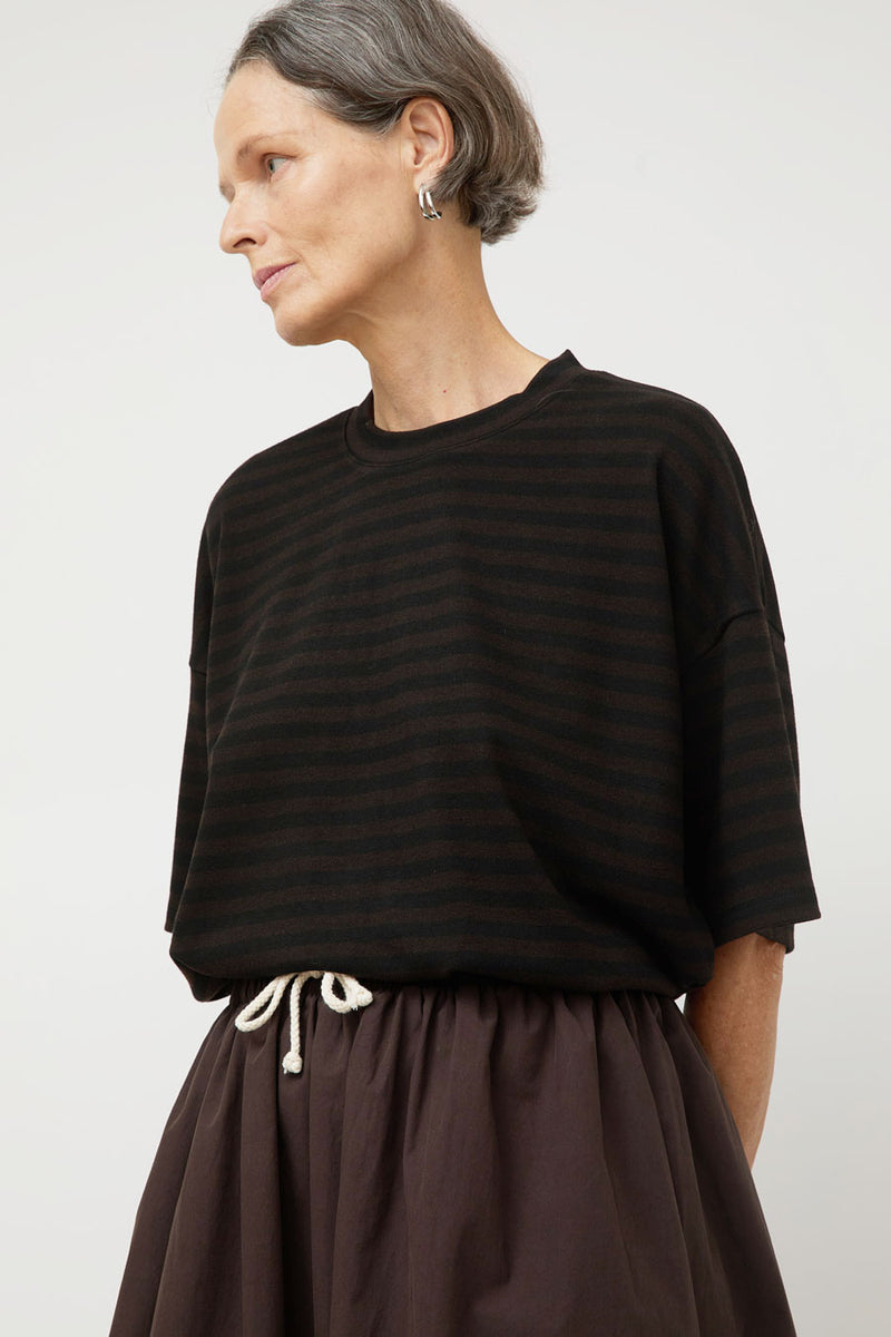Ali Golden Oversized T-Shirt in Brown and Black Stripe