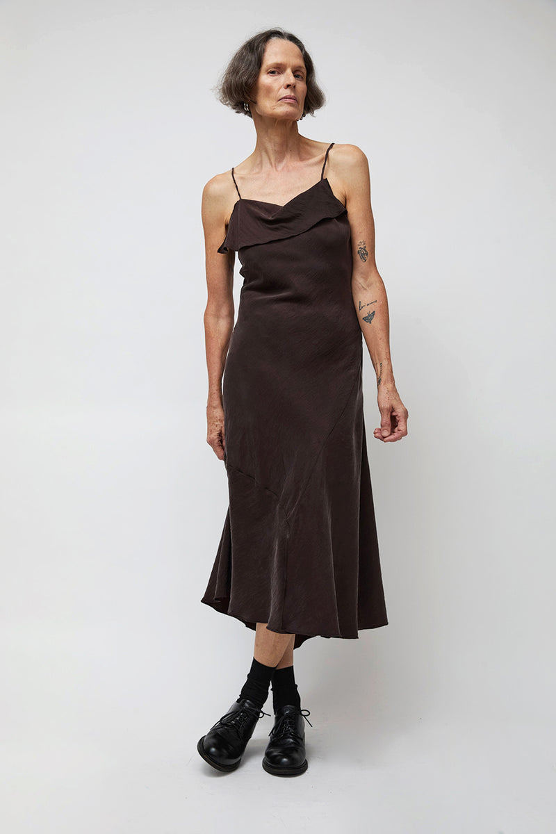 Ali Golden Asymmetrical Tank Dress in Brown