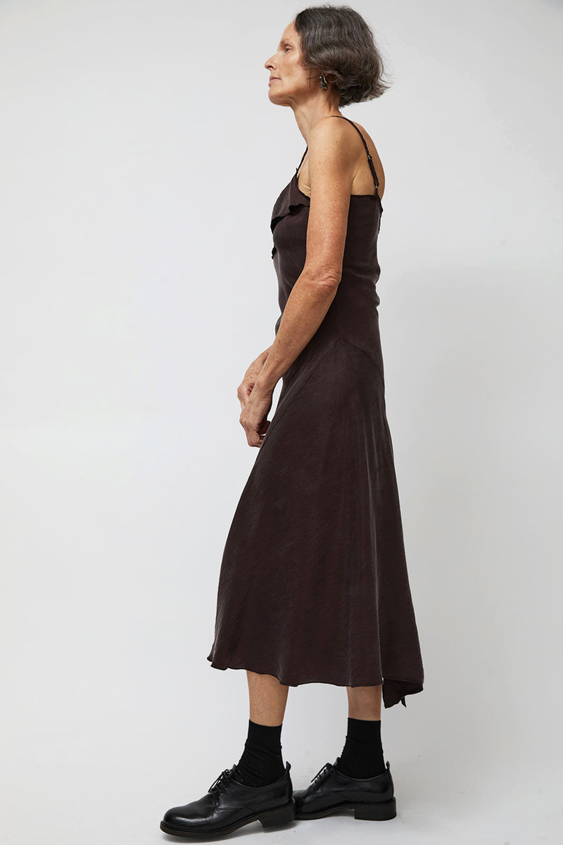 Ali Golden Asymmetrical Tank Dress in Brown