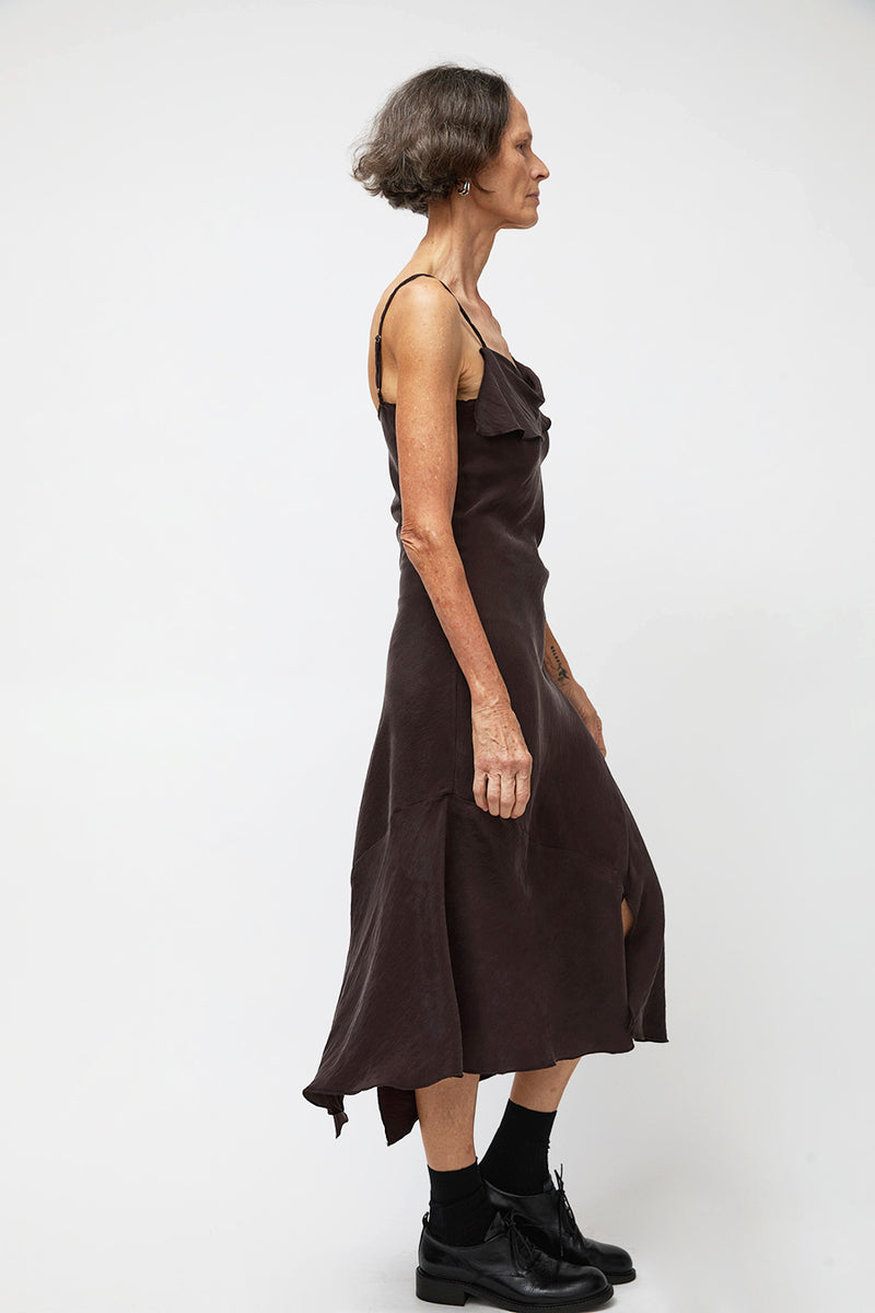 Ali Golden Asymmetrical Tank Dress in Brown