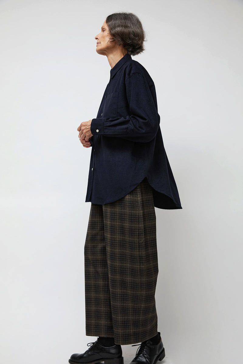 Ali Golden Barrel Pant in Black and Brown Plaid