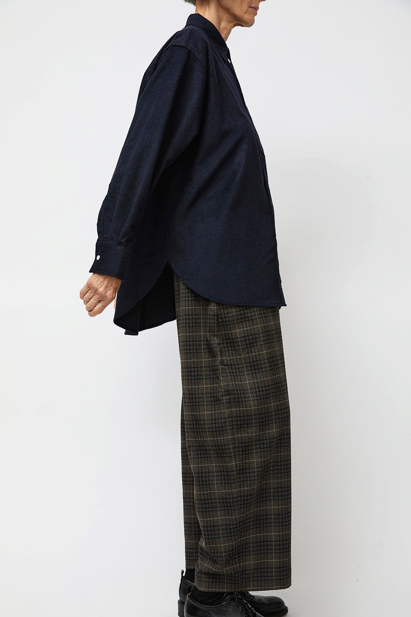 Ali Golden Barrel Pant in Black and Brown Plaid