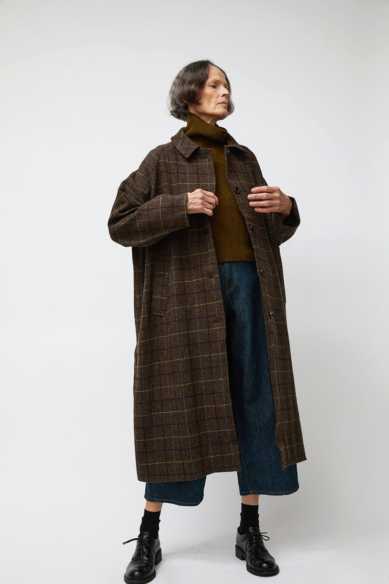 Ali Golden New Trench in Taupe Multicolor Plaid