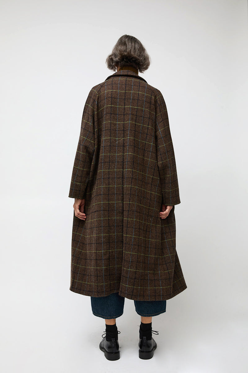 Ali Golden New Trench in Taupe Multicolor Plaid