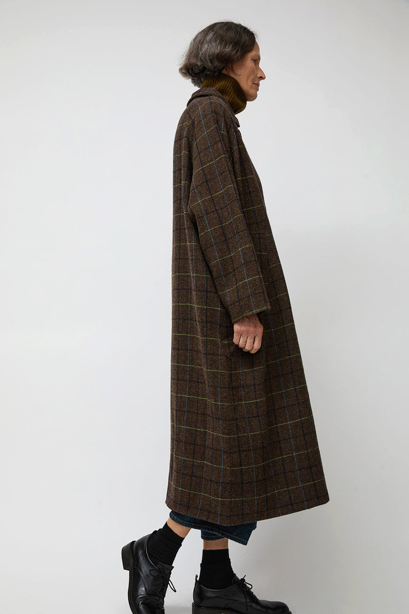 Ali Golden New Trench in Taupe Multicolor Plaid