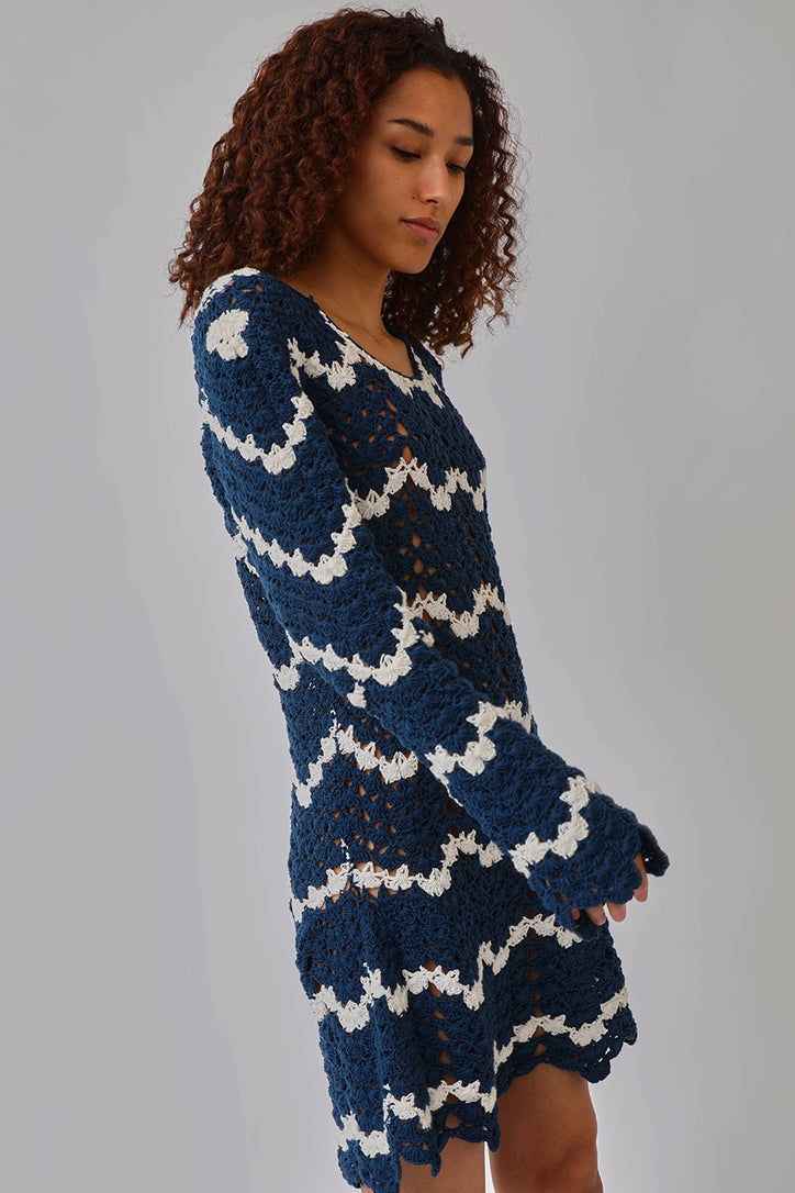 Navy blue hotsell crochet dress