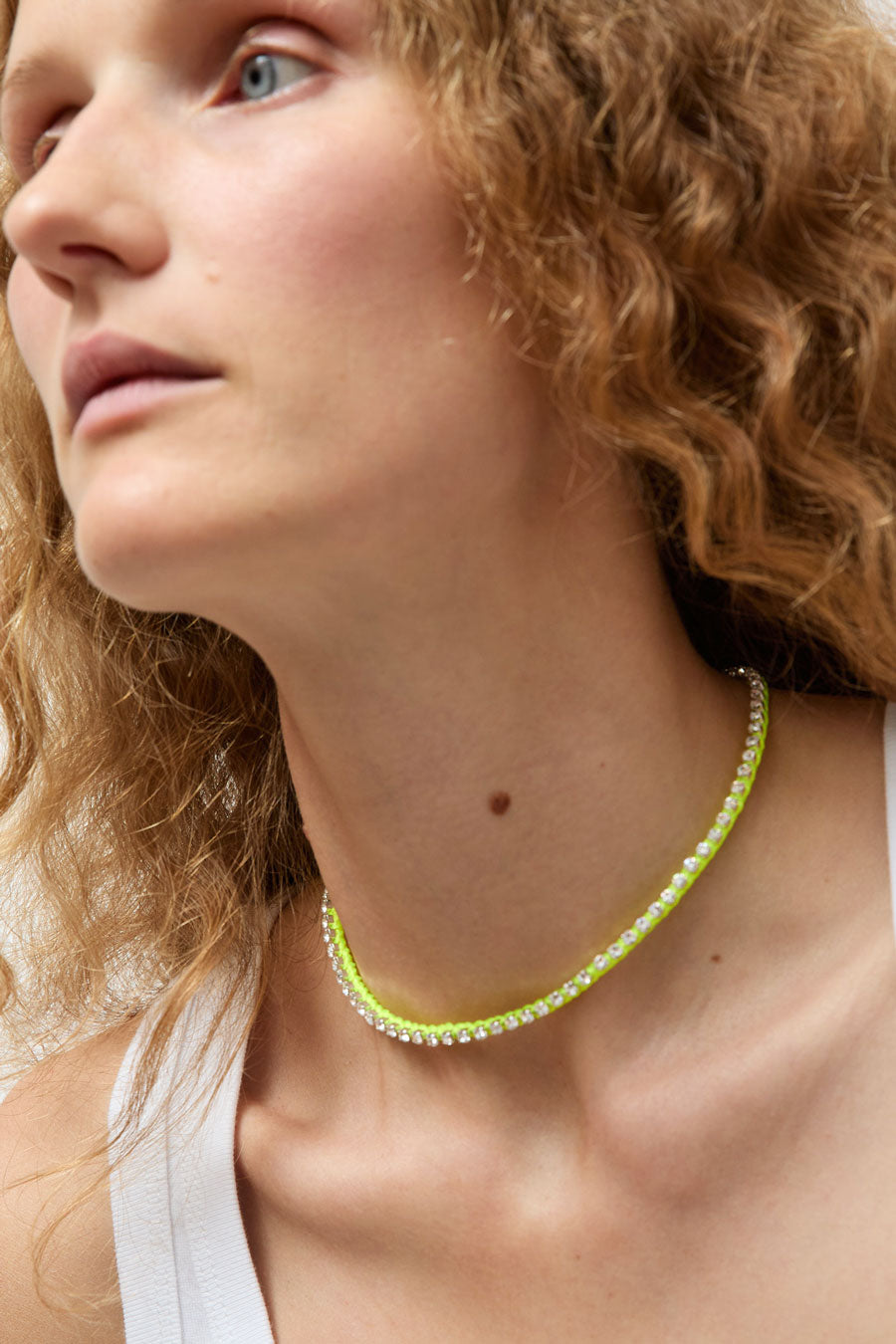 Alyssa Norton Rhinestone and Neon Thread Necklace in Yellow