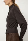 Amomento Blocking Button Up Cardigan in Dark Brown