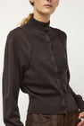 Amomento Blocking Button Up Cardigan in Dark Brown