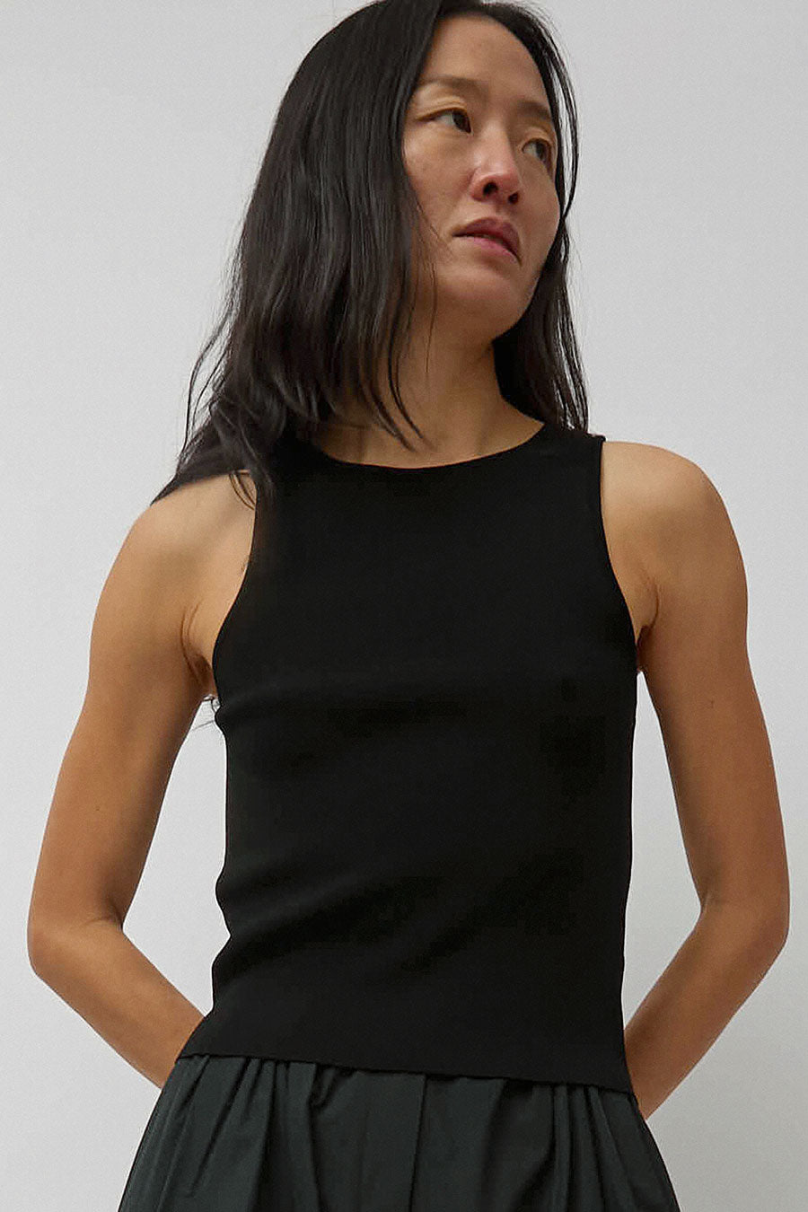 Amomento Cut-Out Sleeveless Top in Black