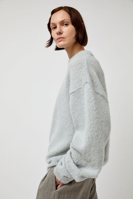 Amomento Fluffy Long Sleeve Pullover in Light Grey