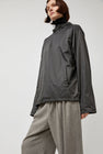 Amomento Glossy Nylon Half Zip Jumper in Charcoal