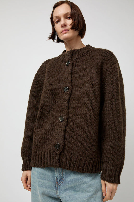 Amomento Hand Knitted Cardigan in Dark Brown