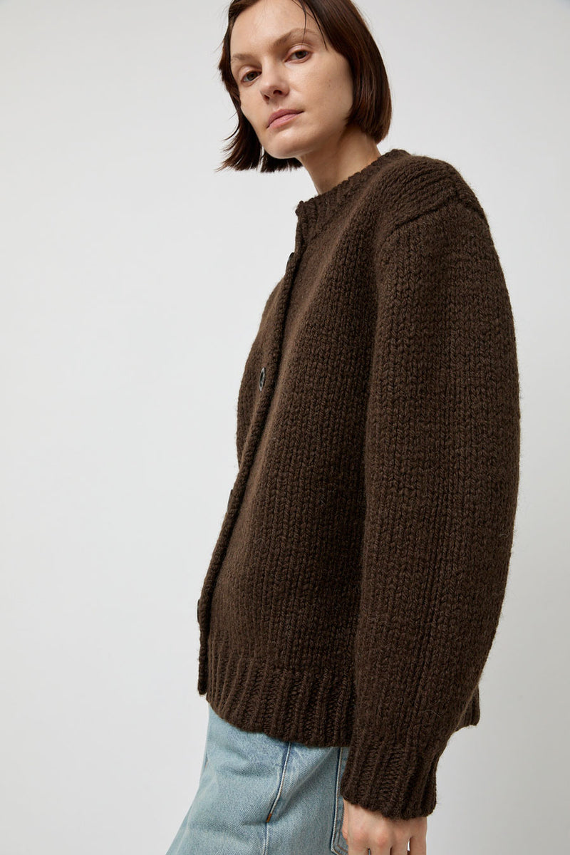 Amomento Hand Knitted Cardigan in Dark Brown