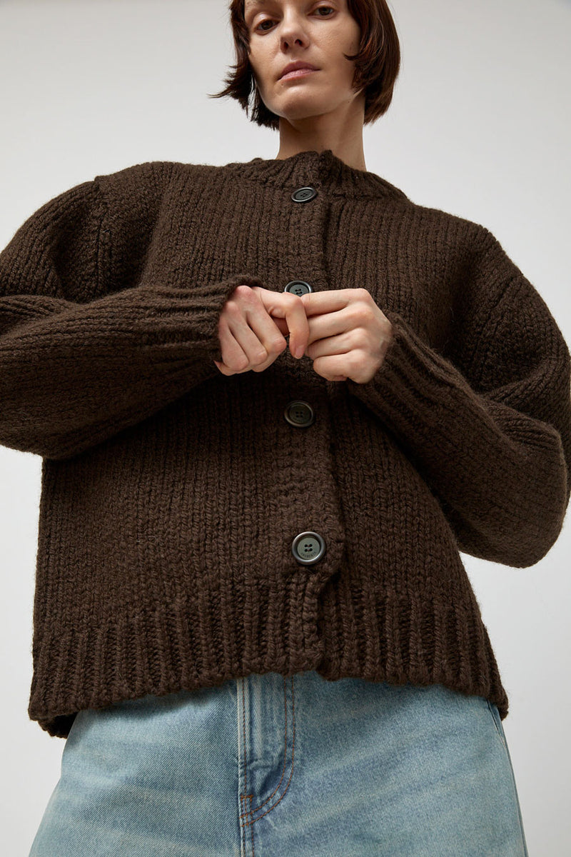 Amomento Hand Knitted Cardigan in Dark Brown