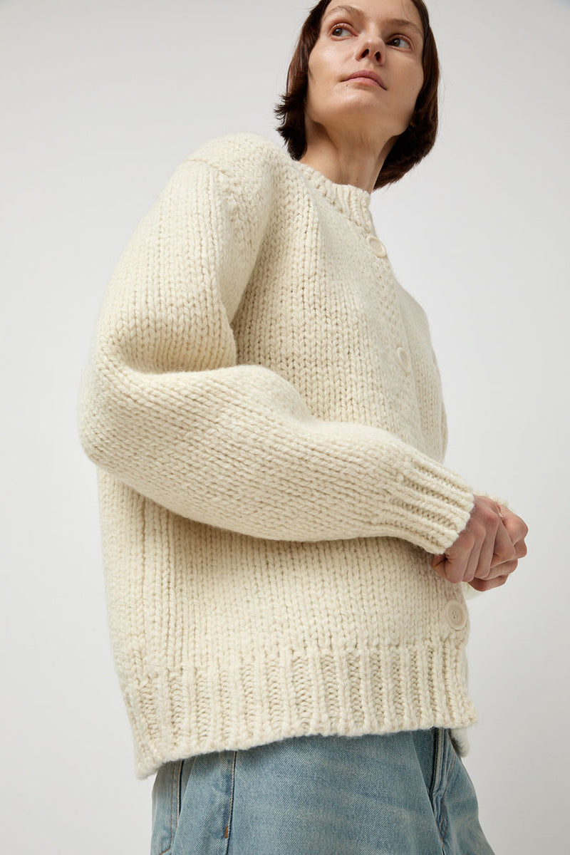 Amomento Hand Knitted Cardigan in Ecru