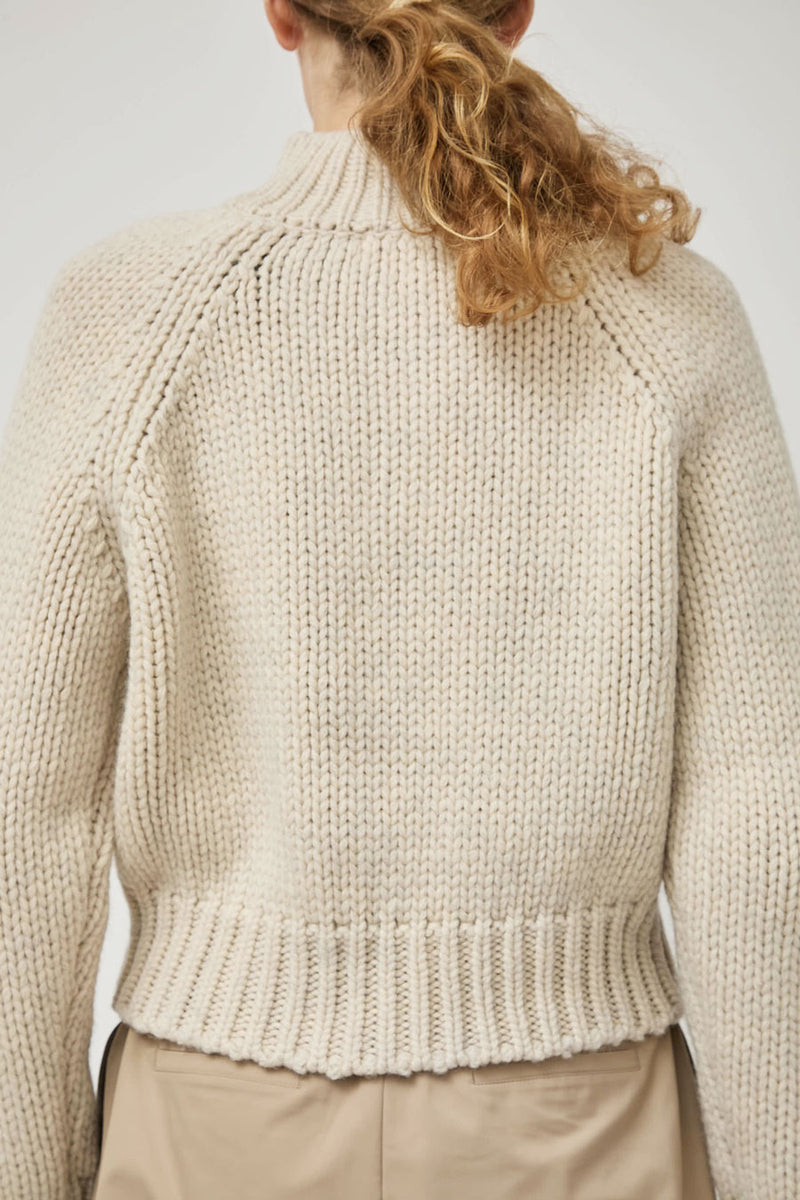 Amomento Hand Knitted Half Neck Pullover in Ecru