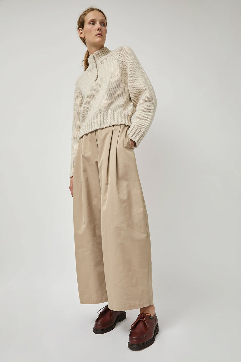 Amomento Hand Knitted Half Neck Pullover in Ecru