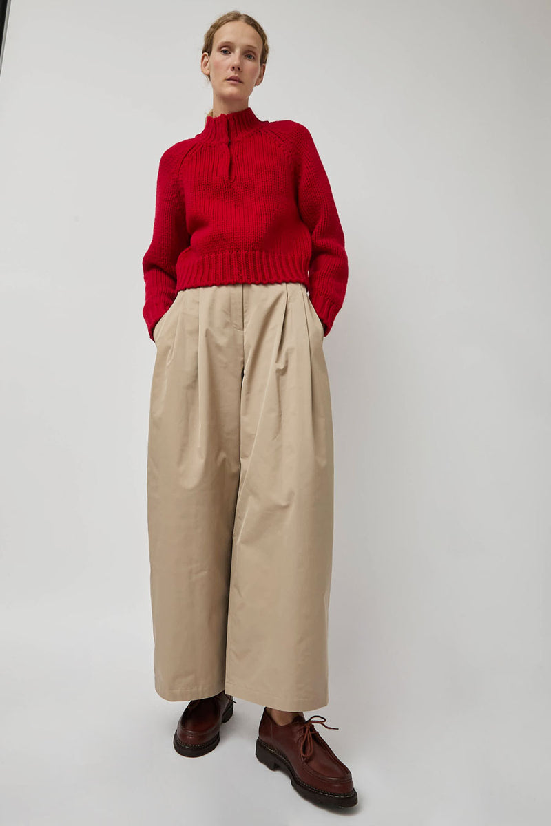 Amomento Hand Knitted Half Neck Pullover in Red