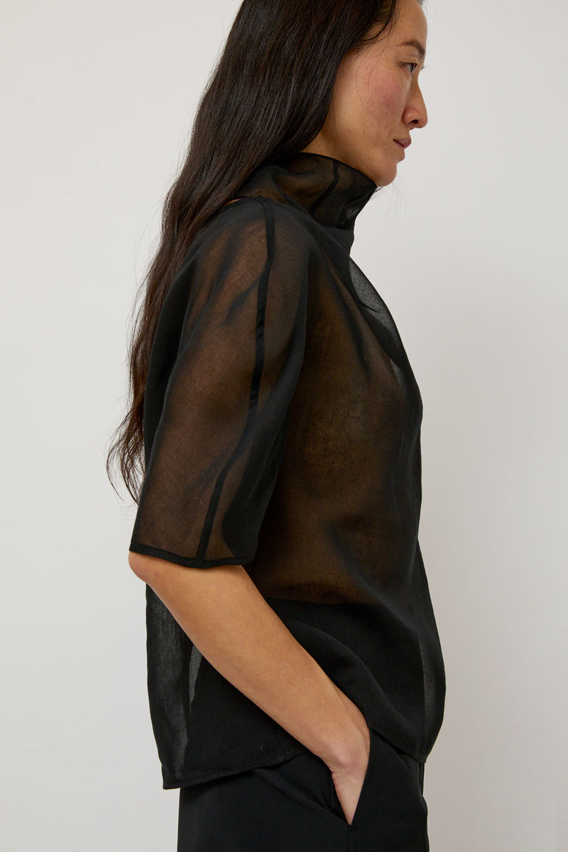 Amomento Knotted Collar Top in Black