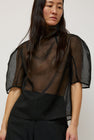 Amomento Knotted Collar Top in Black