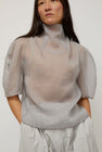 Amomento Knotted Collar Top in Grey