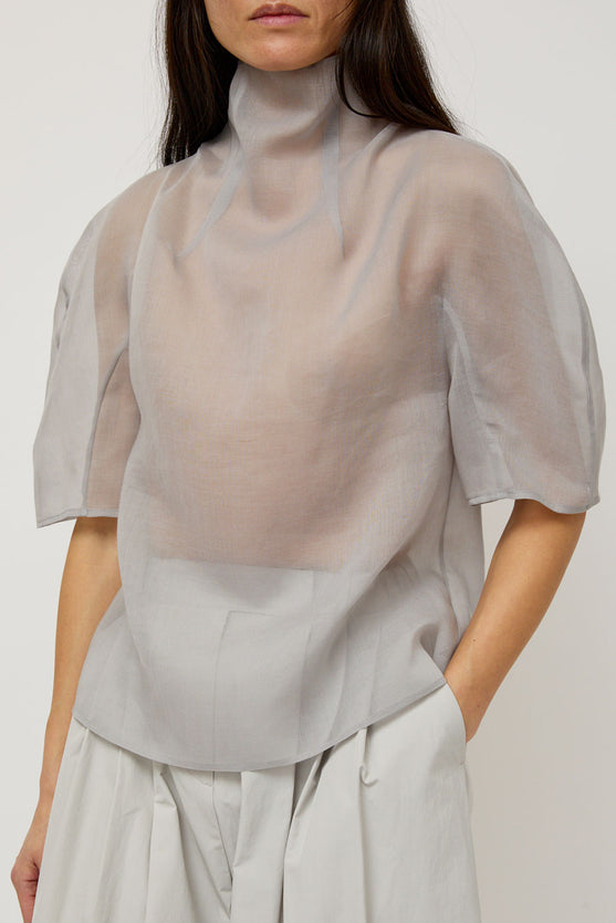 Amomento Knotted Collar Top in Grey