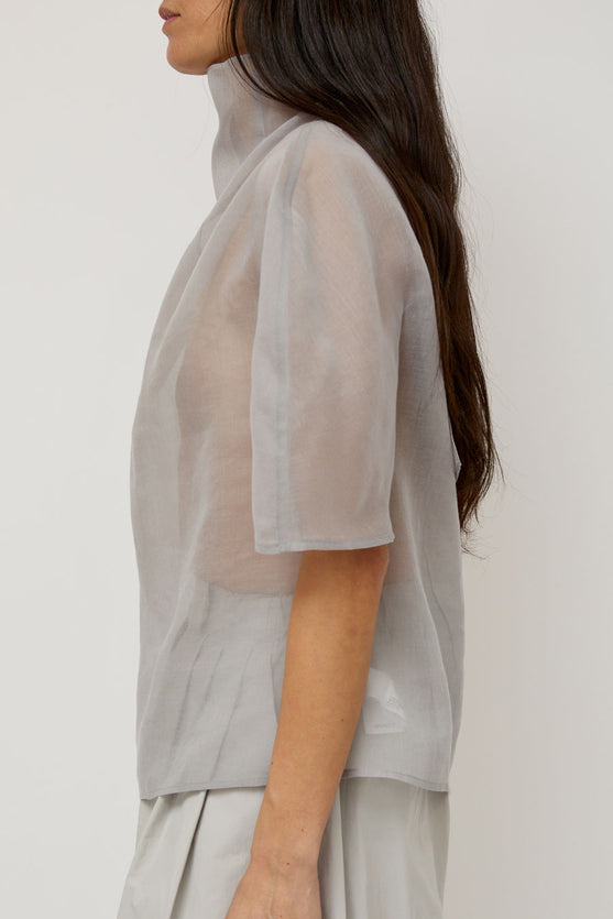 Amomento Knotted Collar Top in Grey