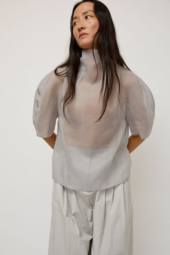 Amomento Knotted Collar Top in Grey