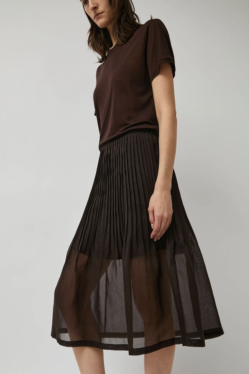Amomento Pleated Midi Skirt in Brown