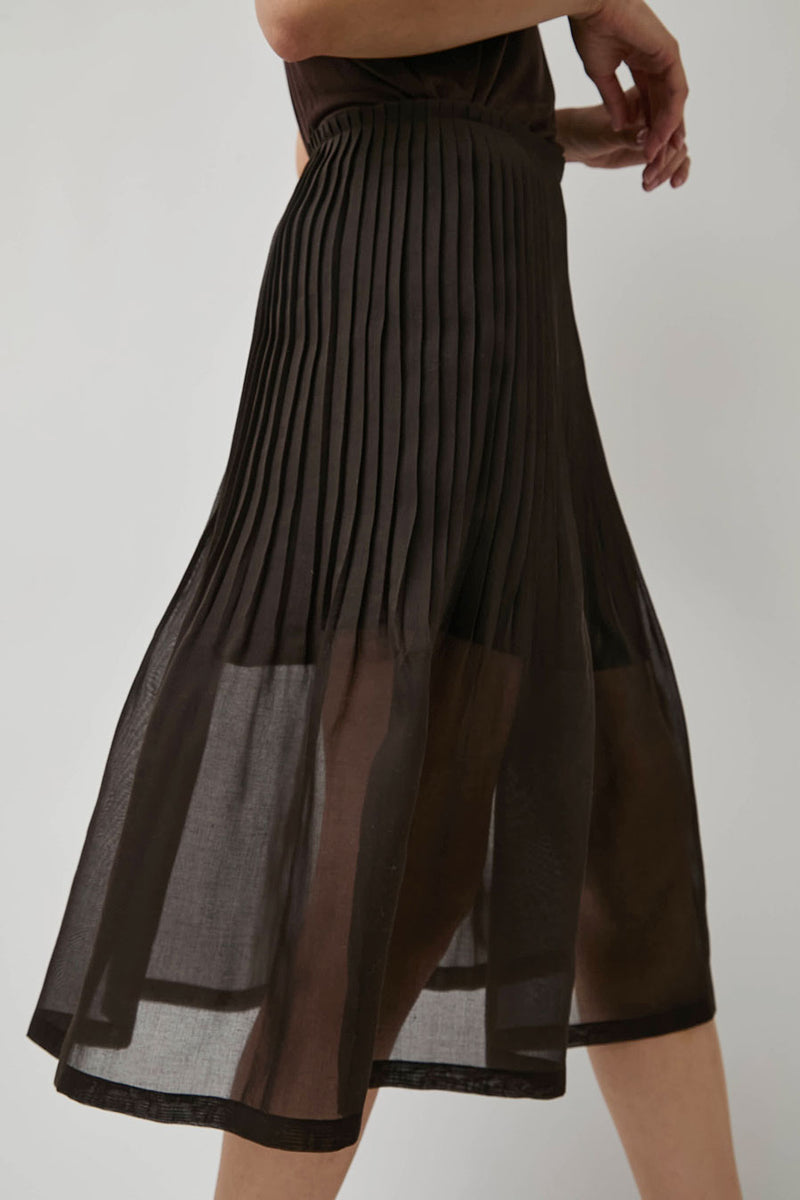 Amomento Pleated Midi Skirt in Brown