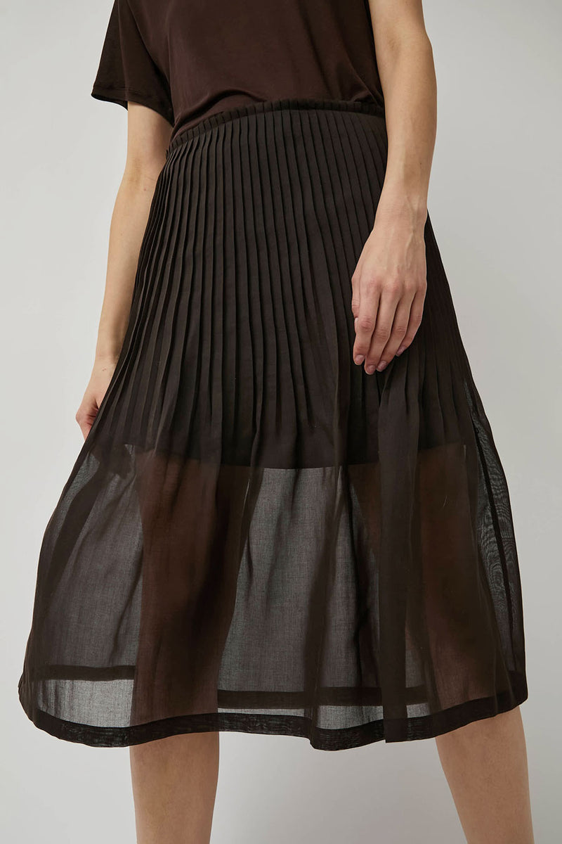 Amomento Pleated Midi Skirt in Brown
