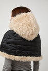 Amomento Reversible Shearling Hooded Cape in Beige