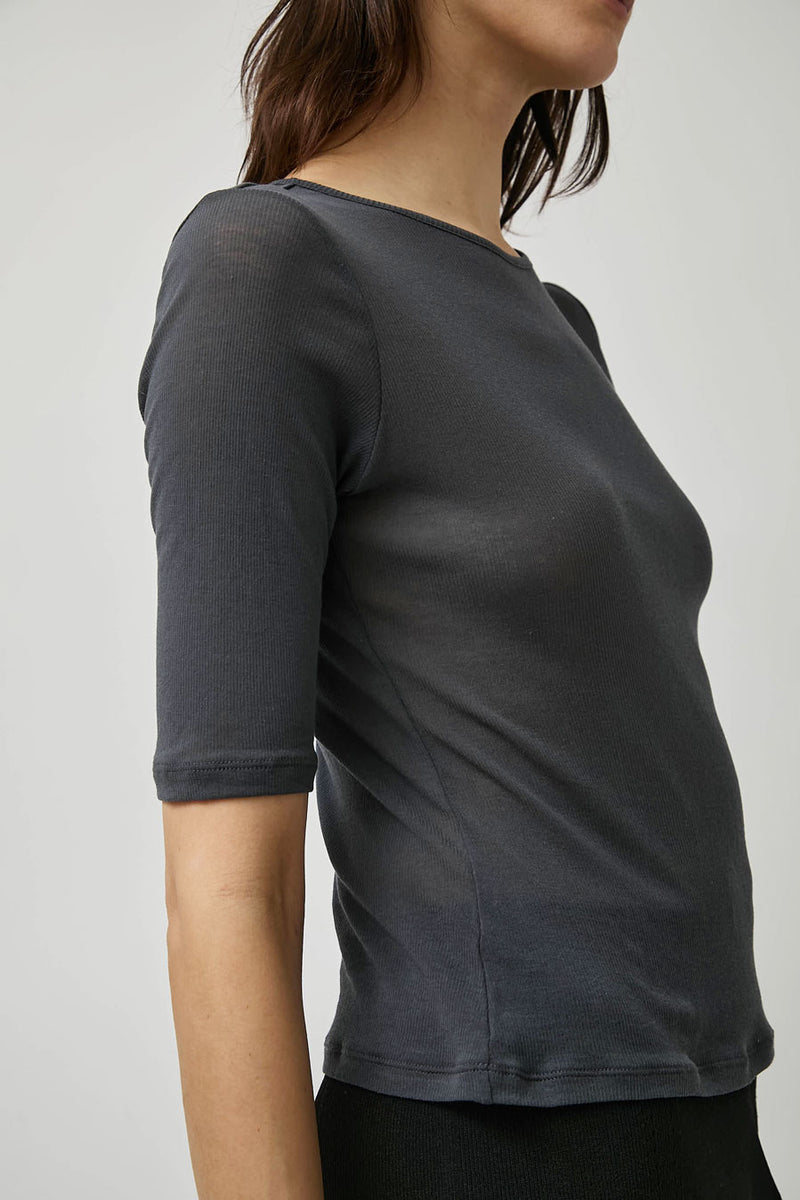 Amomento Round Short Sleeve T-Shirt in Charcoal