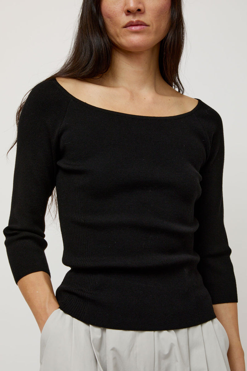 Amomento Scoop Neck Knit Top in Black