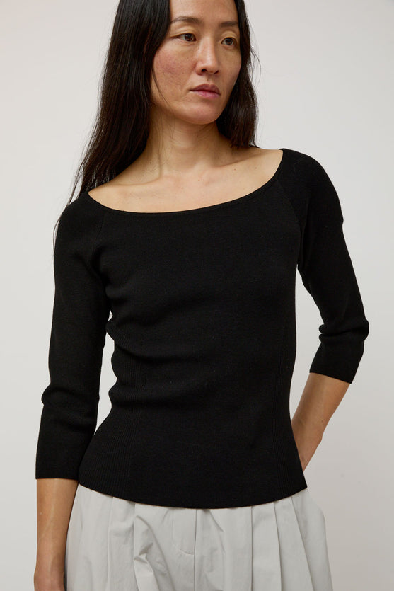 Amomento Scoop Neck Knit Top in Black