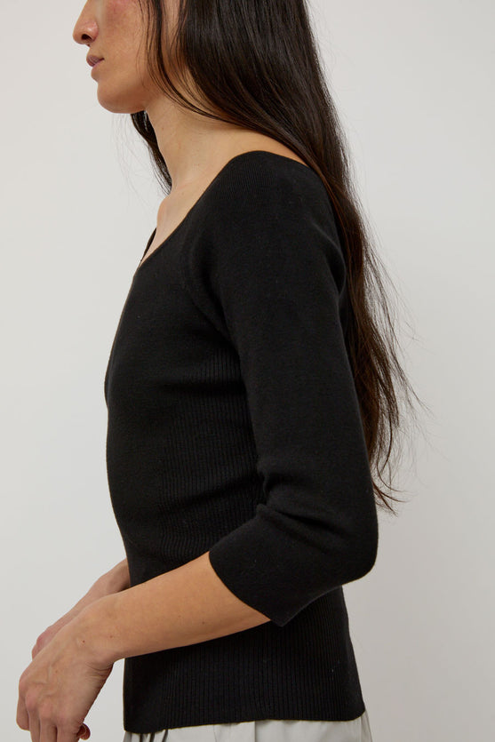 Amomento Scoop Neck Knit Top in Black