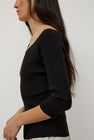 Amomento Scoop Neck Knit Top in Black