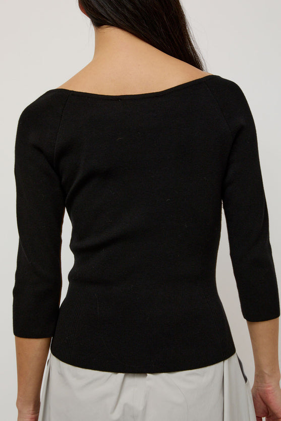 Amomento Scoop Neck Knit Top in Black