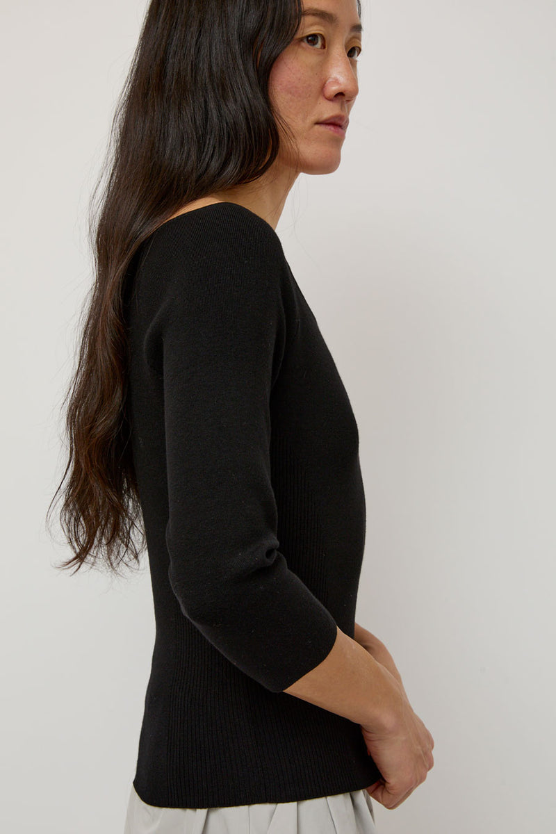 Amomento Scoop Neck Knit Top in Black